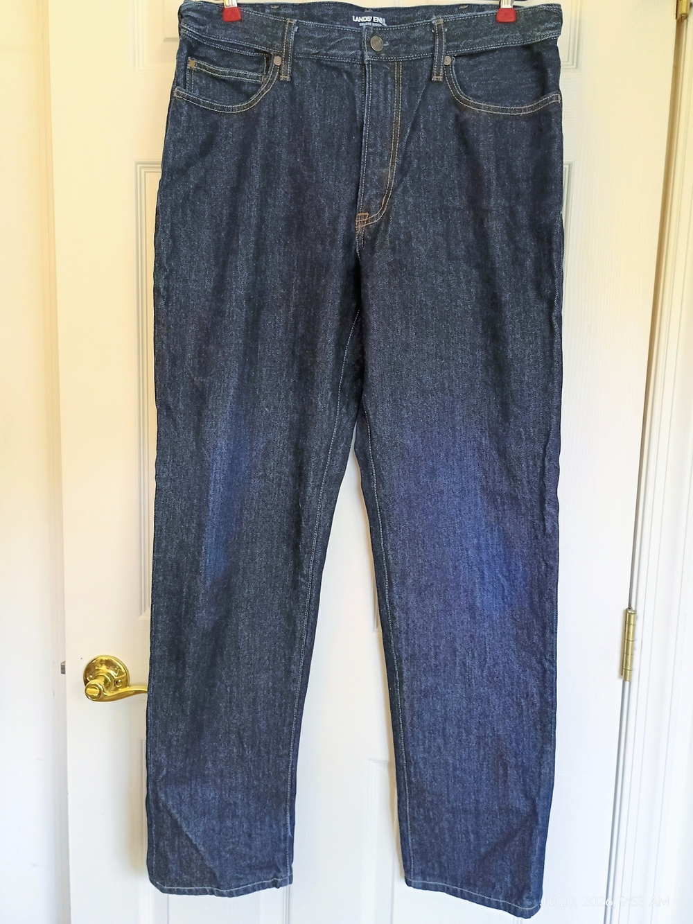 Lands' End Men's 36X34 Dark Indigo Square Rigger Comfort Waist Jeans